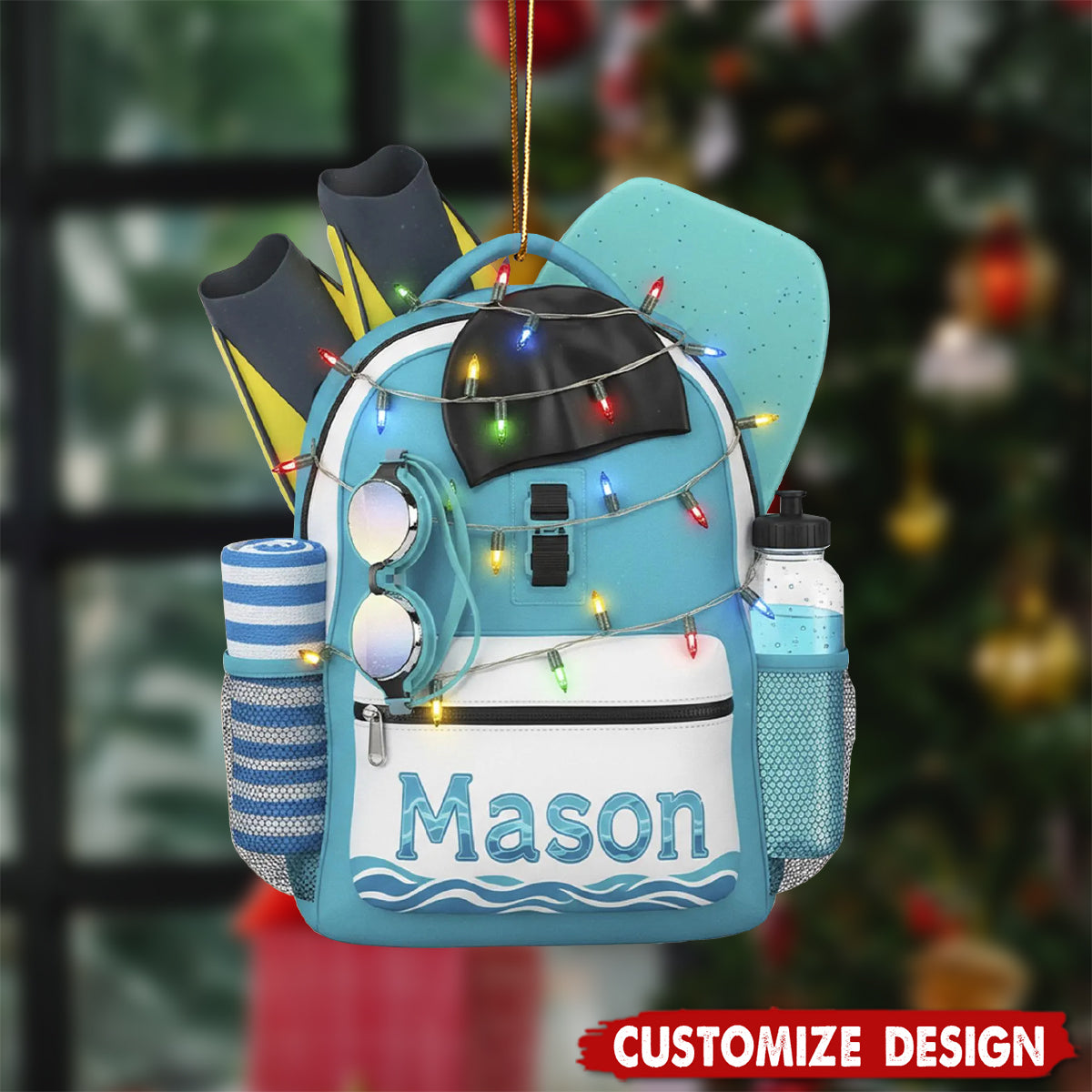 Personalized Acrylic Swim Ornament – Name Beach Decor