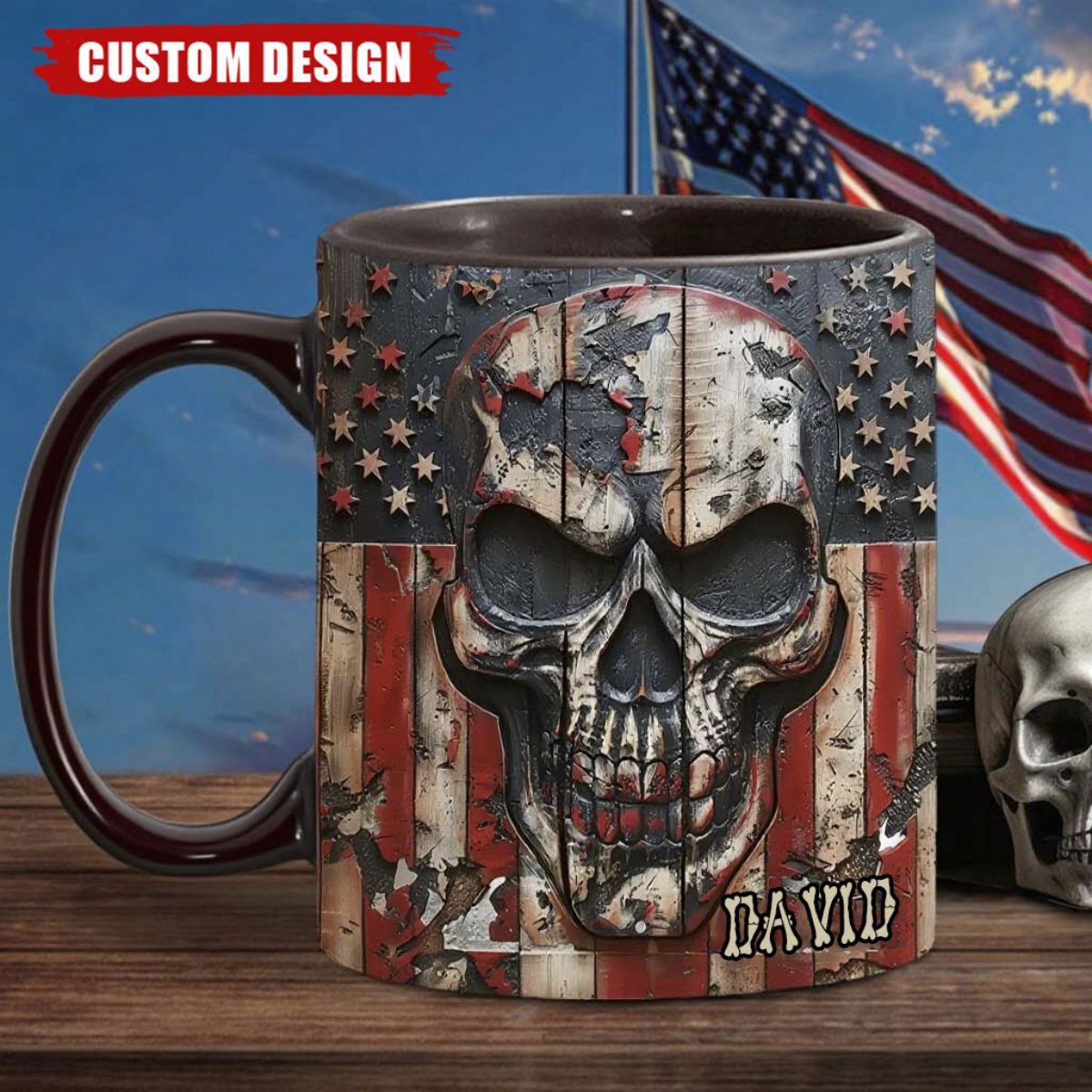 Patriotic Skull Lover - Personalized Skull Coffee Mug