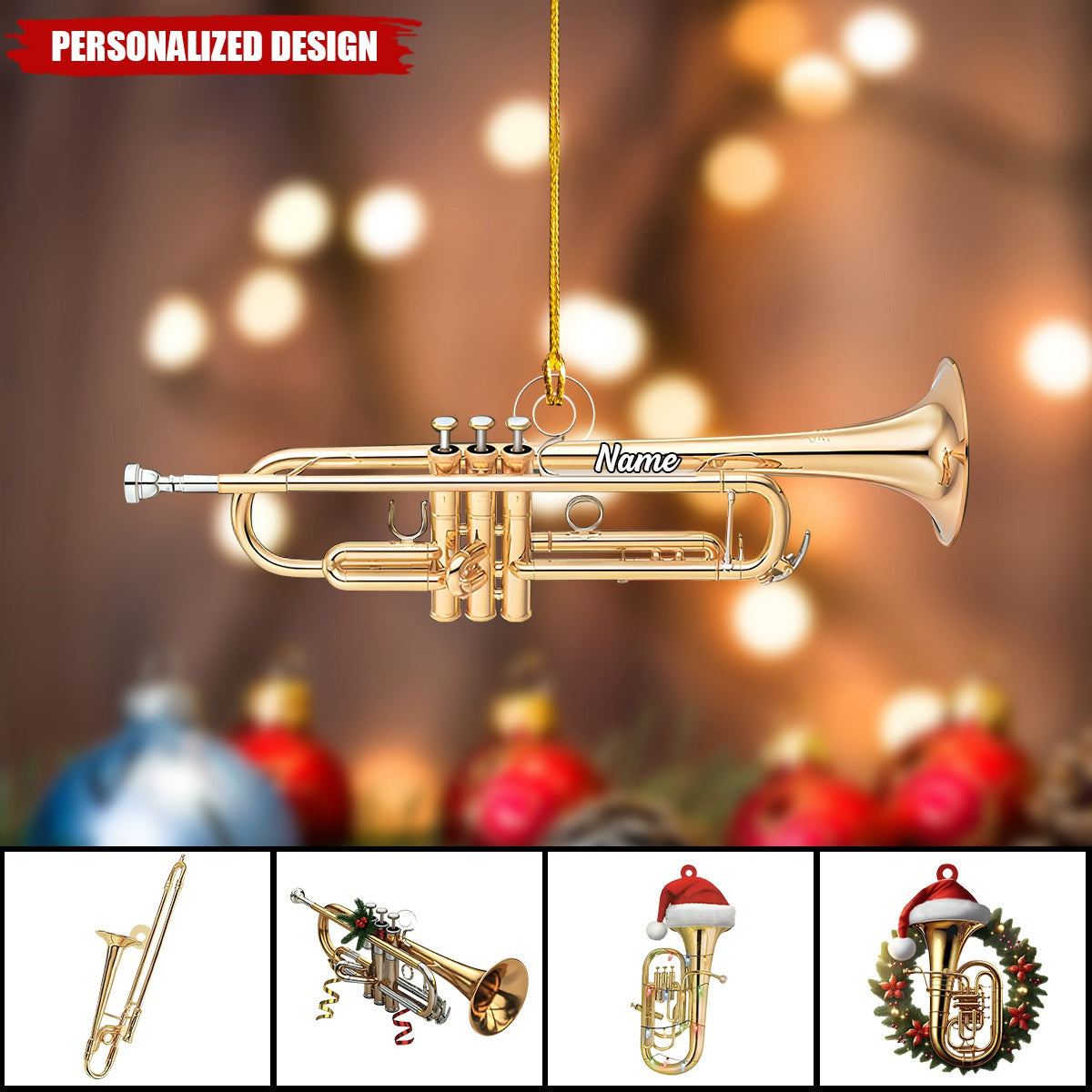 Personalized Trumpet Ornament-Gift For Trumpet Artist Trumpet Lover