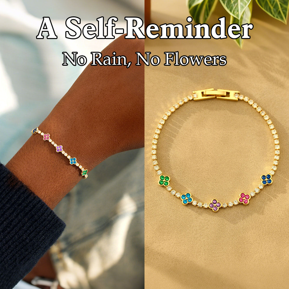 No Rain No Flowers Four-Leaf Clover Bracelet