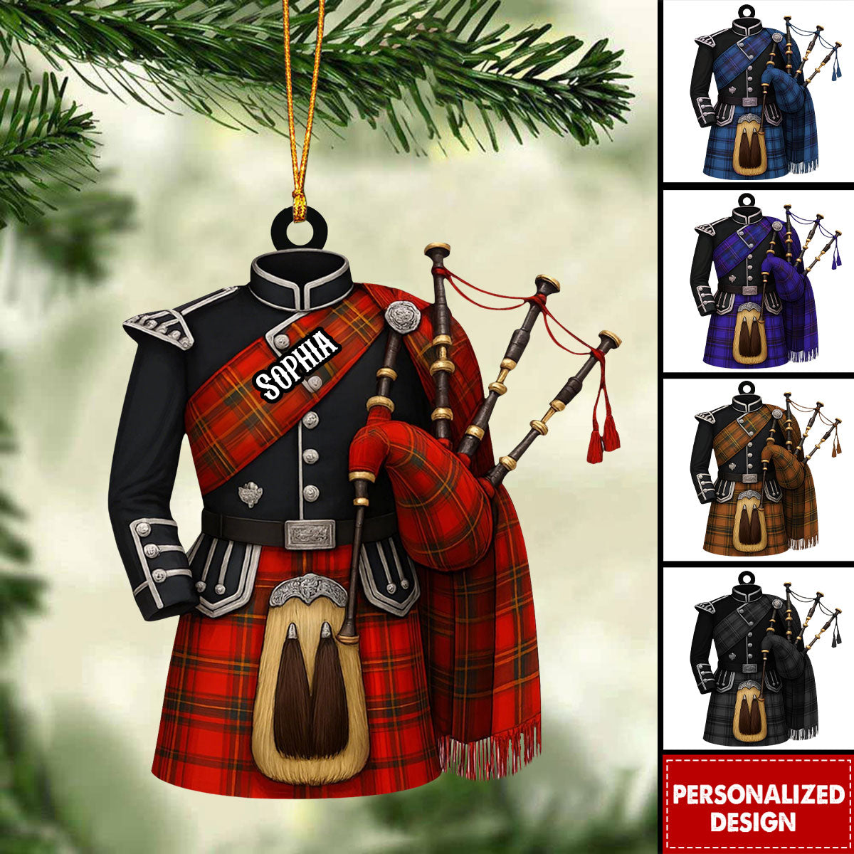 Personalized Bagpipe Christmas Ornament
