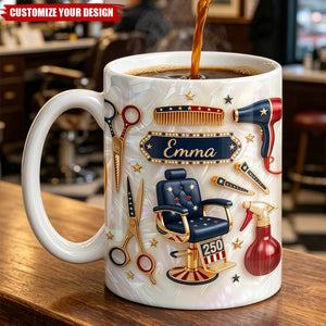 Personalized Patriotic Hair Stylist Coffee Mug, Gift For Hairdresser and Barbers