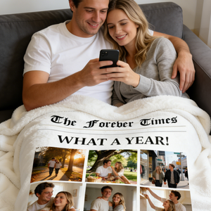 Personalized What A Year Newspaper Couple Blanket