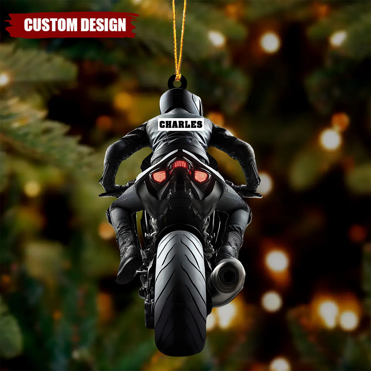 Custom Name Motorcycle Rider Ornament, Christmas Gift Decoration