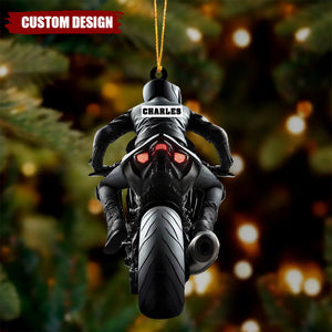Custom Name Motorcycle Rider Ornament, Christmas Gift Decoration