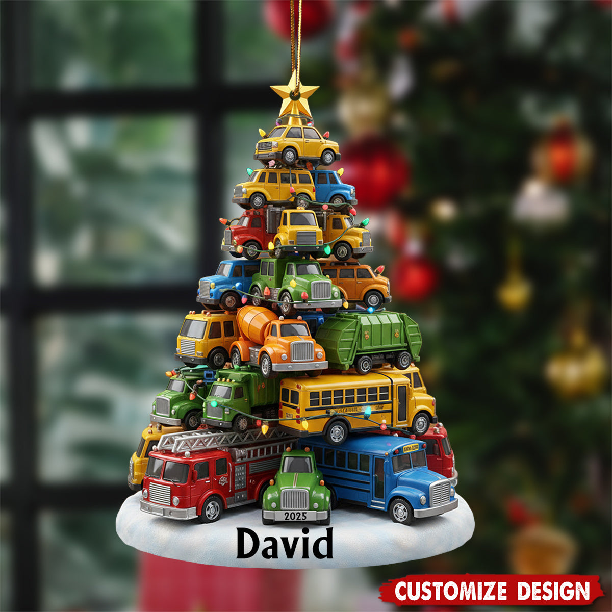 Personalized Kid Truck Christmas Ornament
