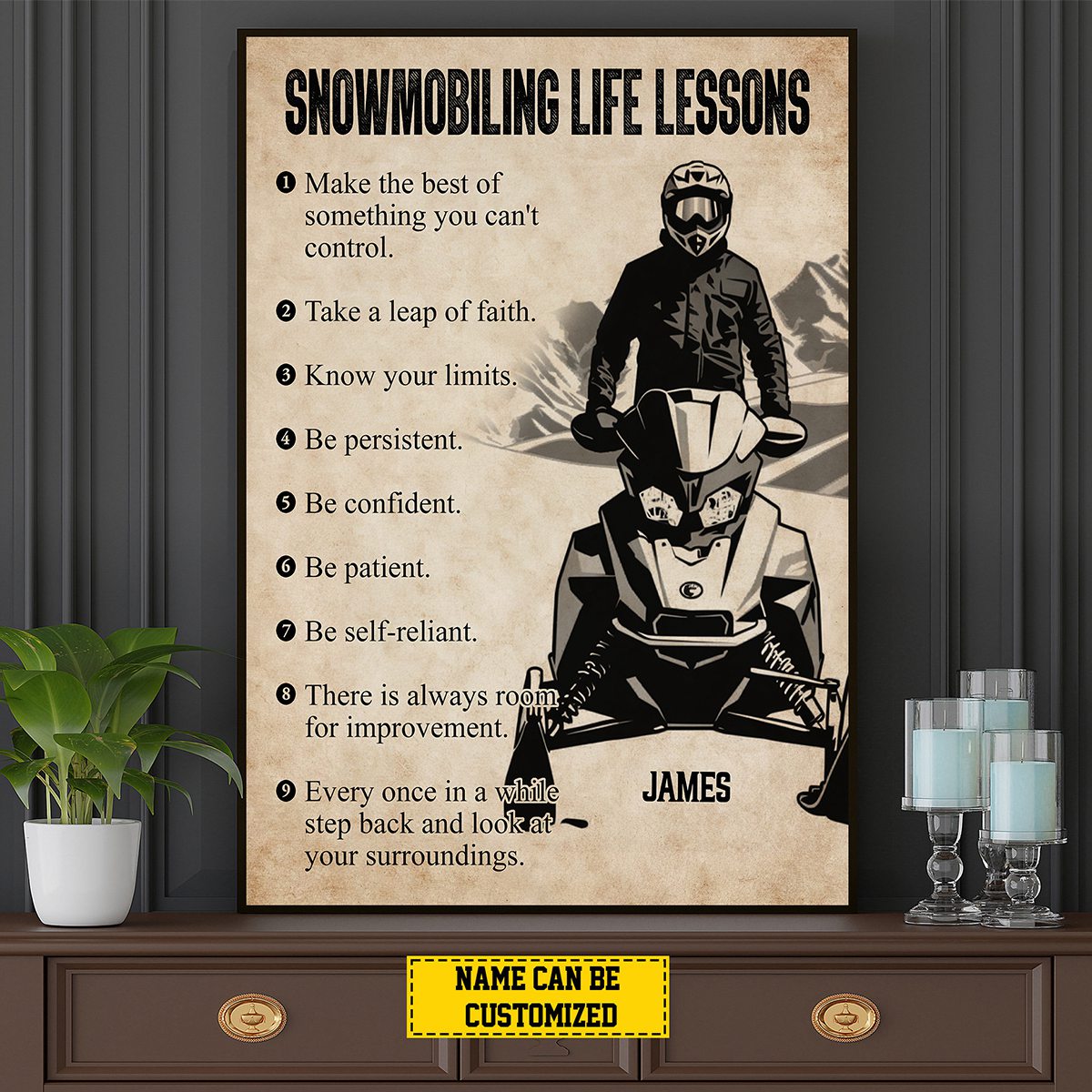 Personalized Snowmobiling Life Lessons Poster-Snowmobiling Gift For Boy Men