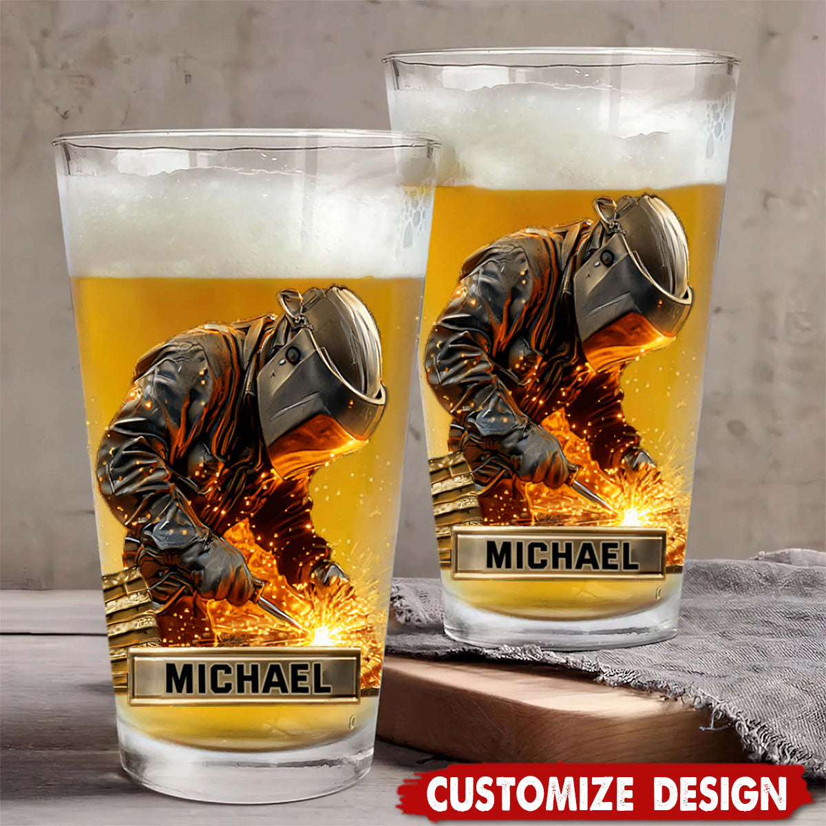 Strong Welder - Personalized Welder Beer Glass
