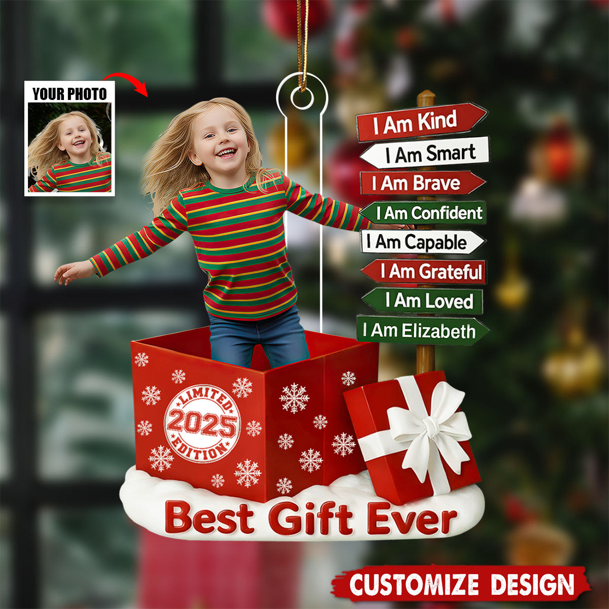 Affirmation Signpost - Personalized Acrylic Ornament For Boy Girl