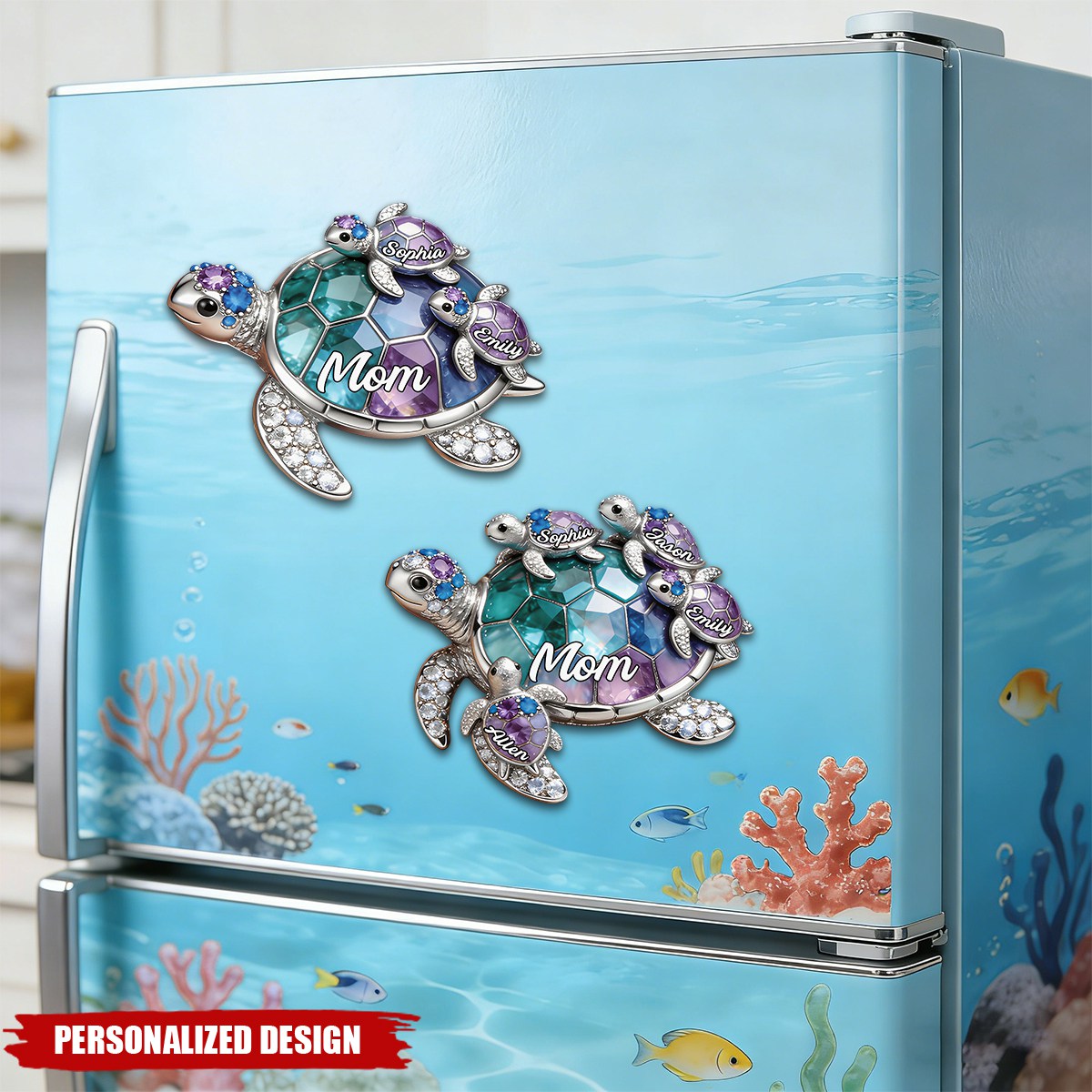 Personalized Grandma/Mom shaped Turtle Fridge Magnet-Gift For Mom and Grandma