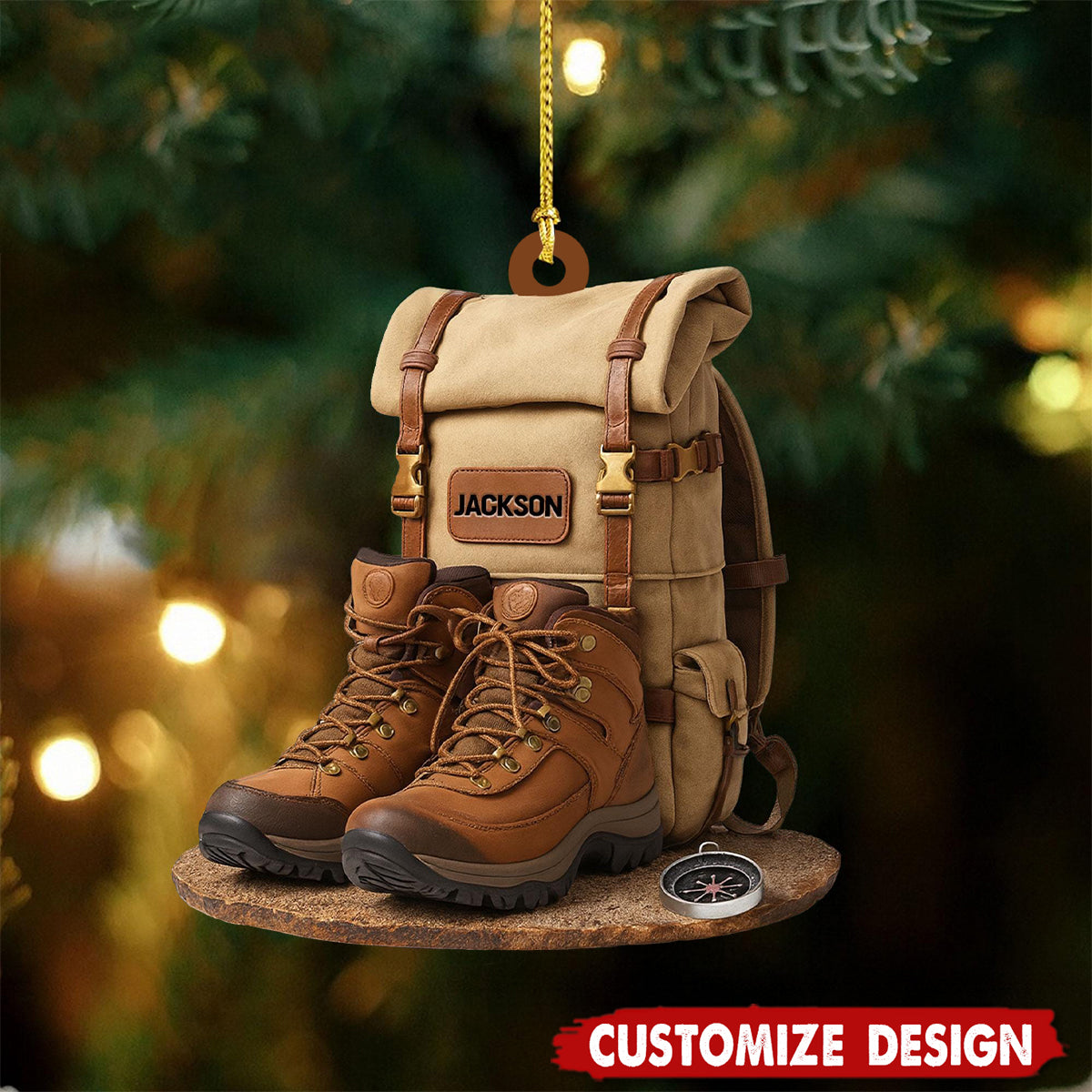 Personalized Hiking 2D Flat Acrylic Ornament, Custom Hiking Lovers Christmas Ornament, Unique Camping Lover Gift, Xmas Gift For Hiking Club