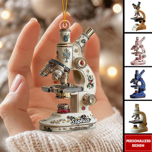 Personalized Microscope Christmas Ornament Gift For Lab Lovers