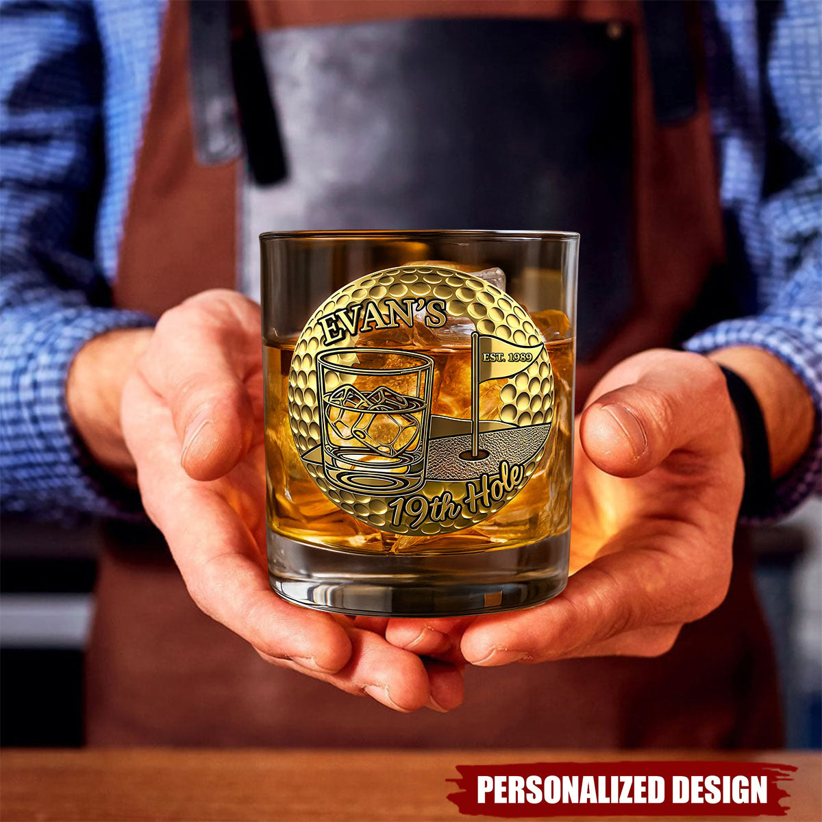 Golf 19th Hole Whiskey Glass, Personalized Gifts For Golfers