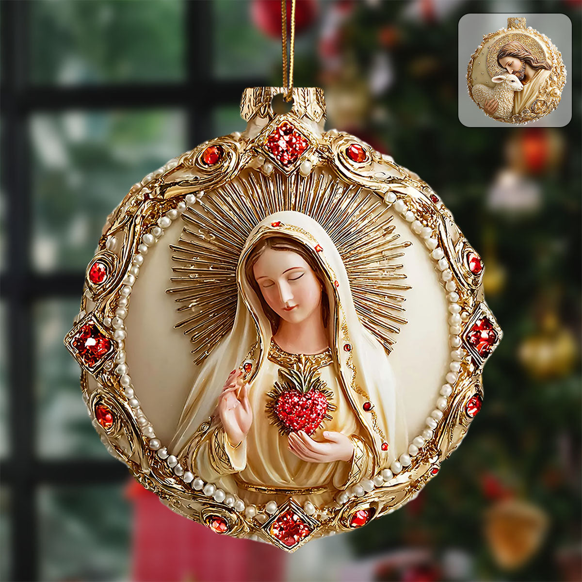Personalized Our Lady of Guadalupe Roses Acrylic Christmas Ornament - Gift For Catholic