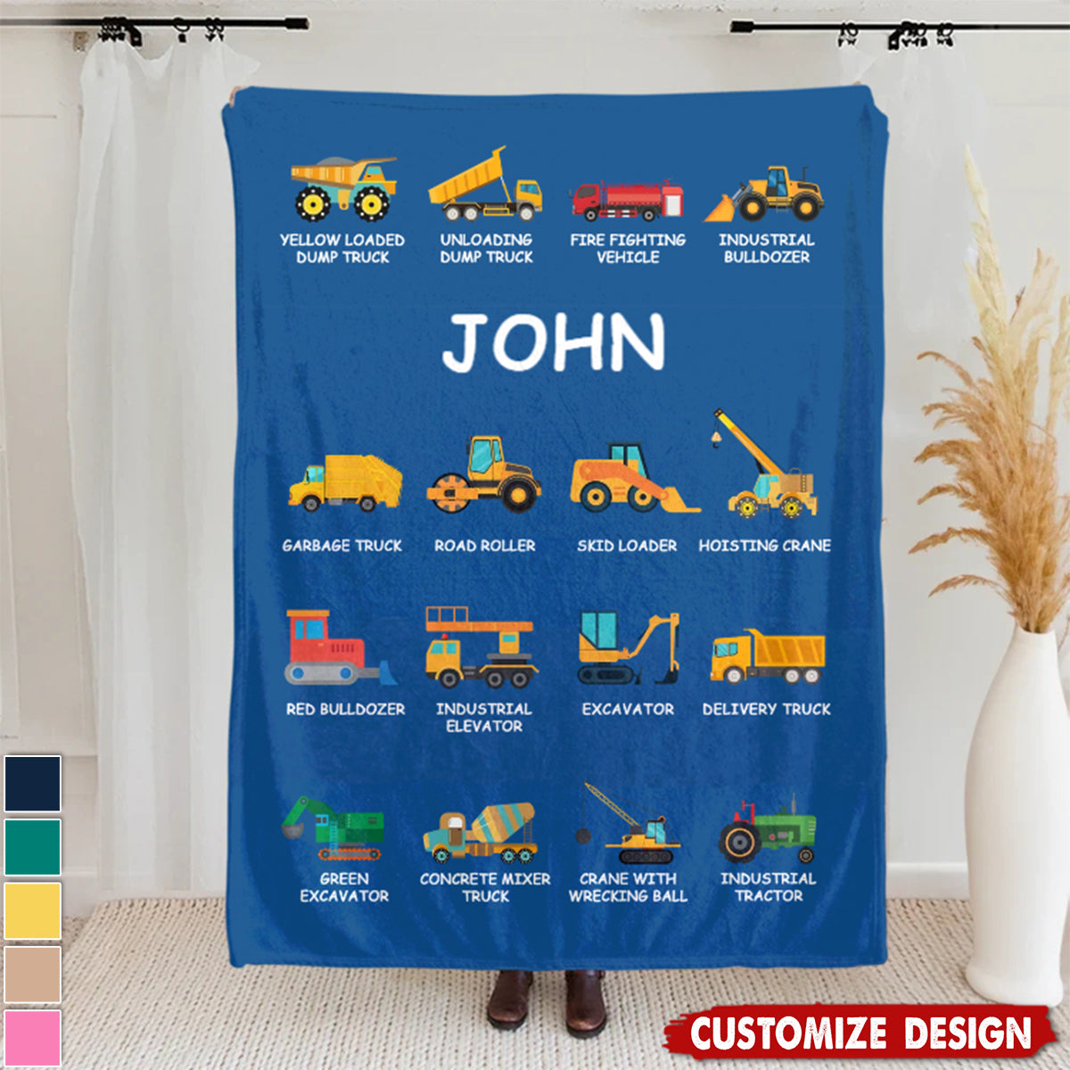 Personalized Construction Truck Blanket - Gift for Kids Truck Lovers