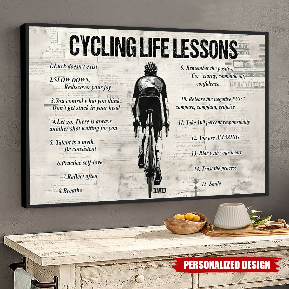 Personalized Cycling Life Lessons Poster