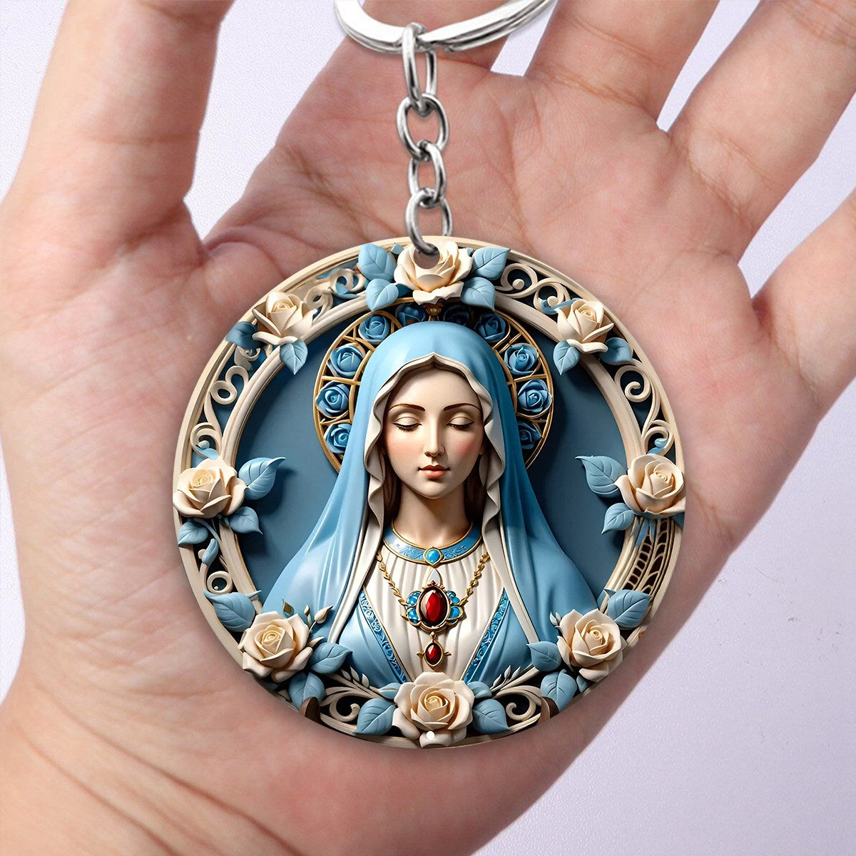 Blessed Virgin Mary Keychain - Gifts for Religious People