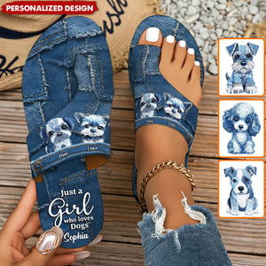 Just a Girl Who Loves Dogs-Personalized Dog Open Toe Sandals with Arch Support
