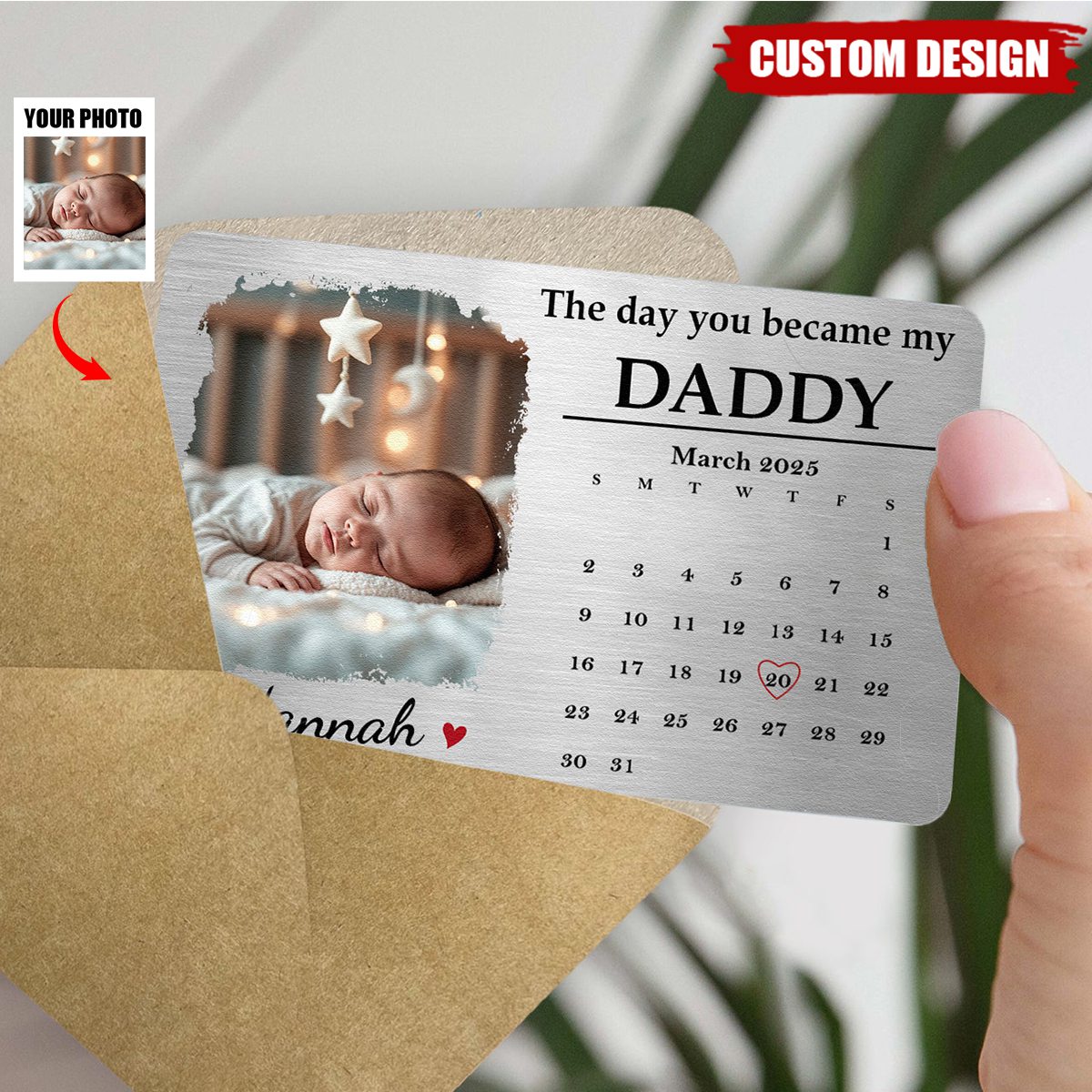 The Day You Became - Personalized Photo Wallet Card