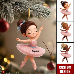 Personalized Little Girl Balletina Dance Christmas Ornament