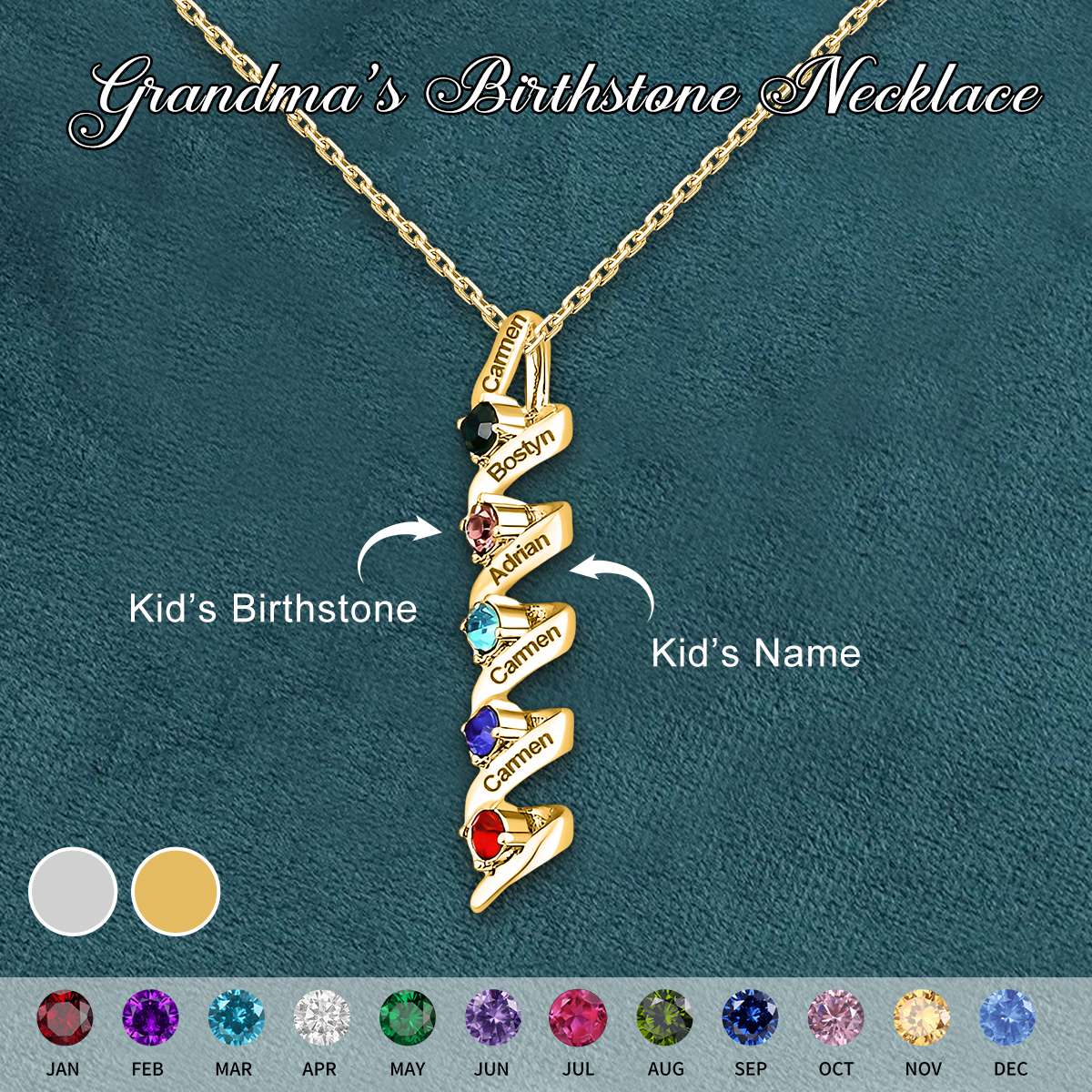 Infinity Promise-Personalized 2-5 Birthstone Necklace-Gift For Mother Necklace
