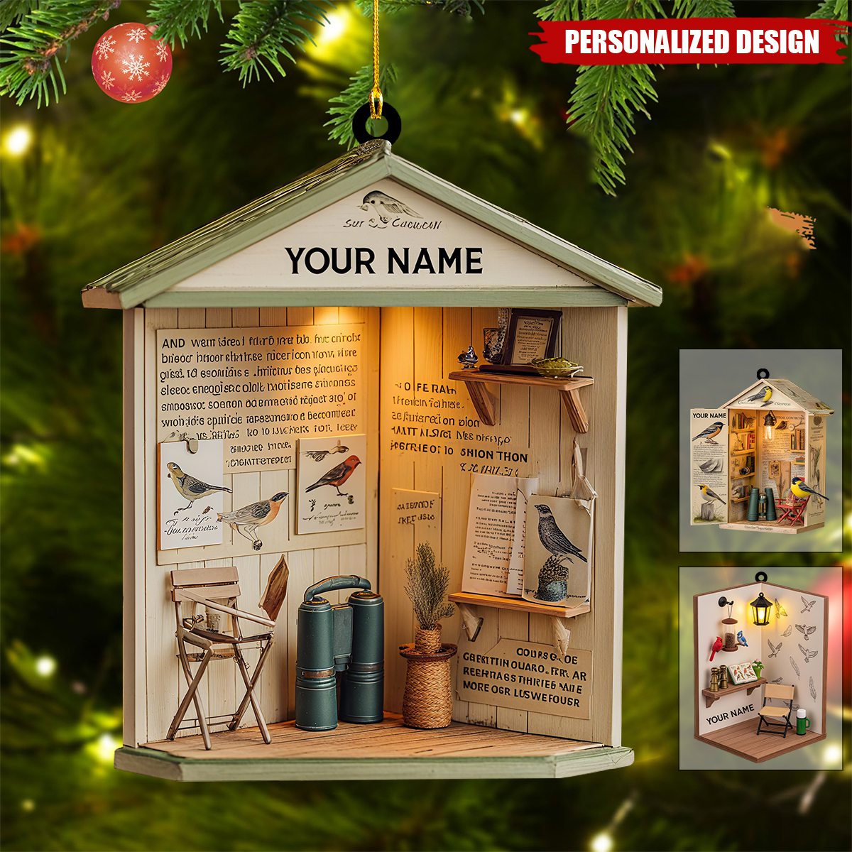 Personalized Birdwatcher Christmas Ornament-Nature Holiday Keepsake