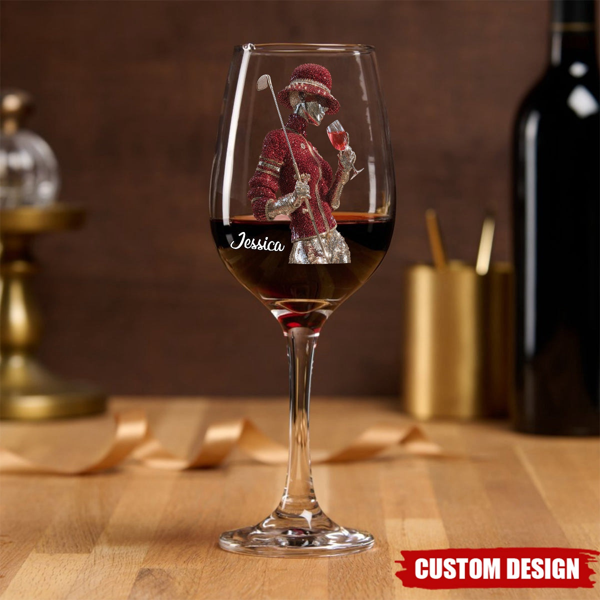 Golf And Wine - Personalized Golf Wine Glass With Long Stem