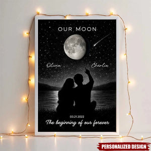 Night Sky Couple Moon Phase-Personalized Couple Poster-Valentine's Day Gift