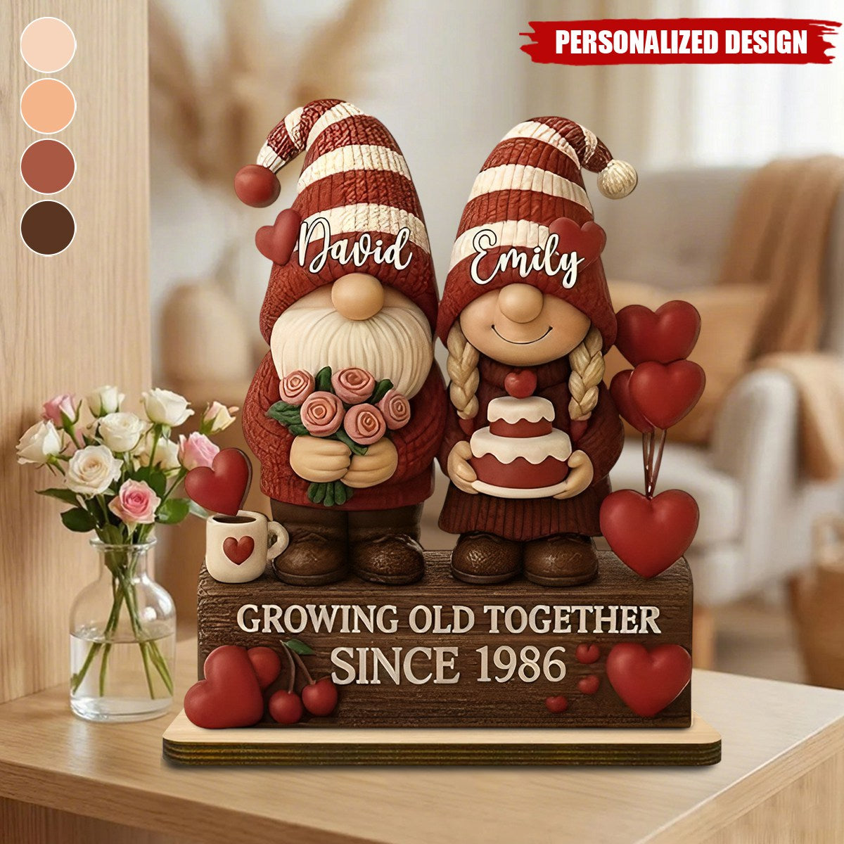 Personalized Growing Old Together Couple Plaque | Standing Wood Sign, Gift For Couples And Grandparents