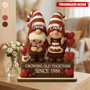 Personalized Growing Old Together Couple Plaque | Standing Wood Sign, Gift For Couples And Grandparents