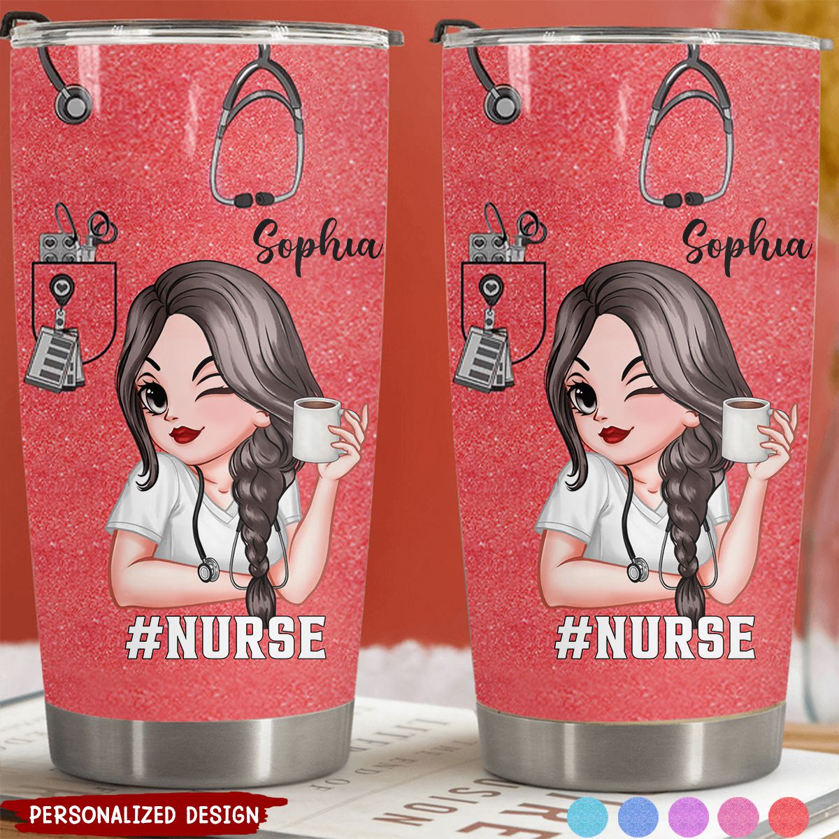 Pretty Doll Nurse Scrub Healthcare Worker-Personalized Tumbler