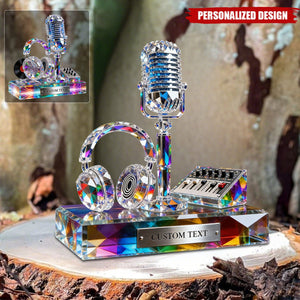 Personalized Stained Glass Microphone And Headphone Acrylic Plaque