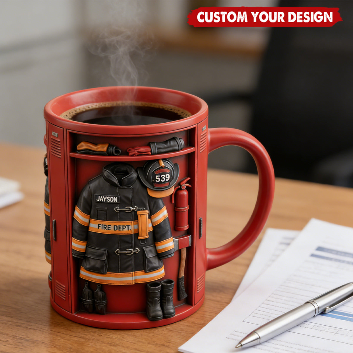 Firefighter Locker Mug - Personalized Gifts For Firefighter