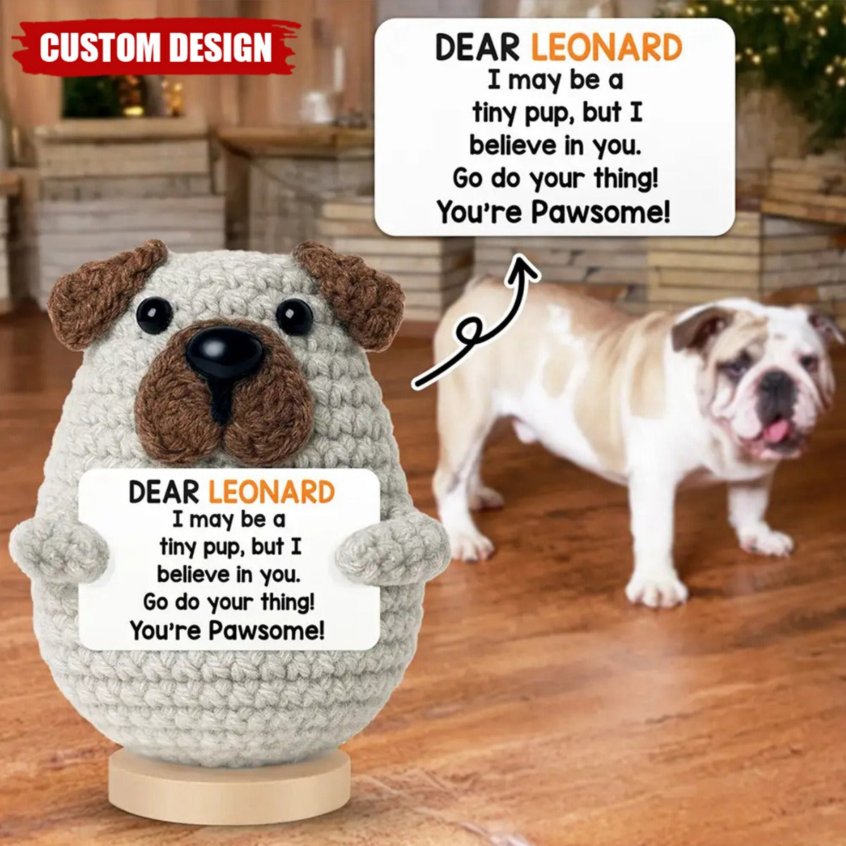 I May Be A Tiny Dog - Personalized Doll Crochet With Custom Card