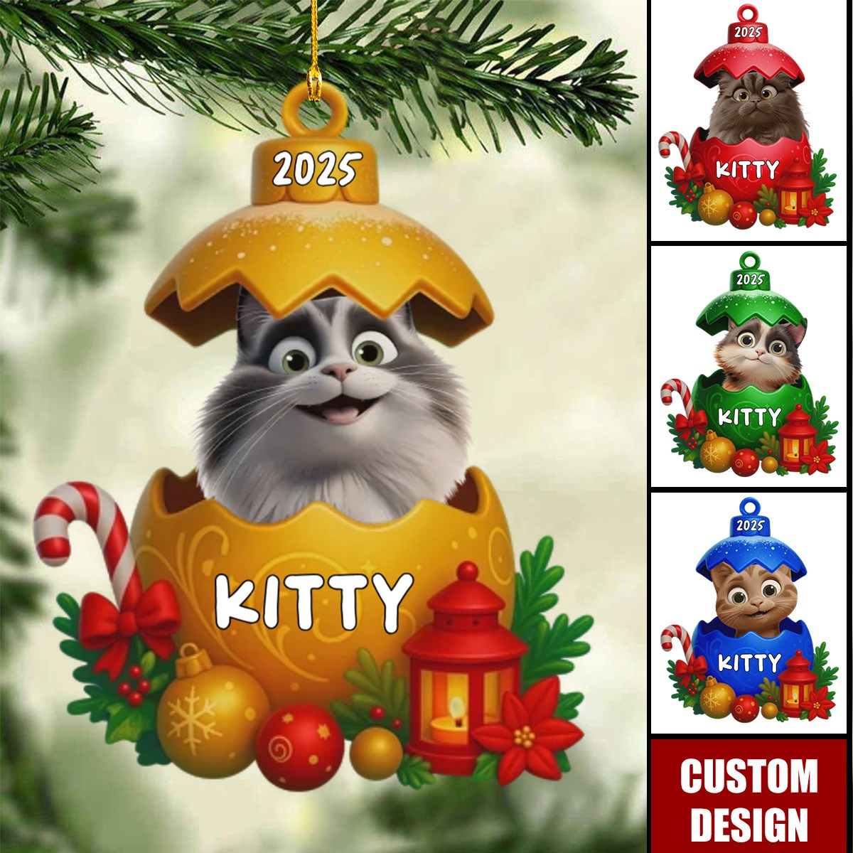Custom Acrylic Ornament - Personalized Christmas Birthday Gifts For Cat Lovers, Cat Owners