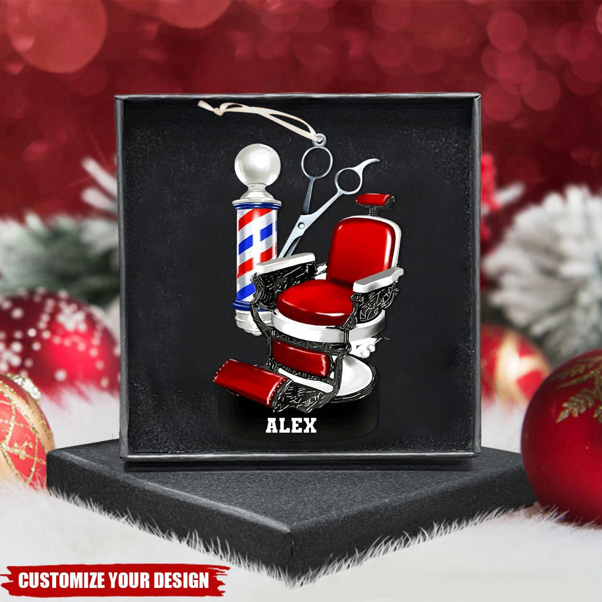 Personalized  Barber Chair Christmas Ornament - Gift For Barber