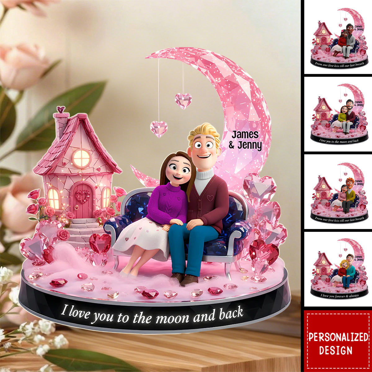 Romantic Couple Acrylic Light Box - Personalized Gifts For Couple