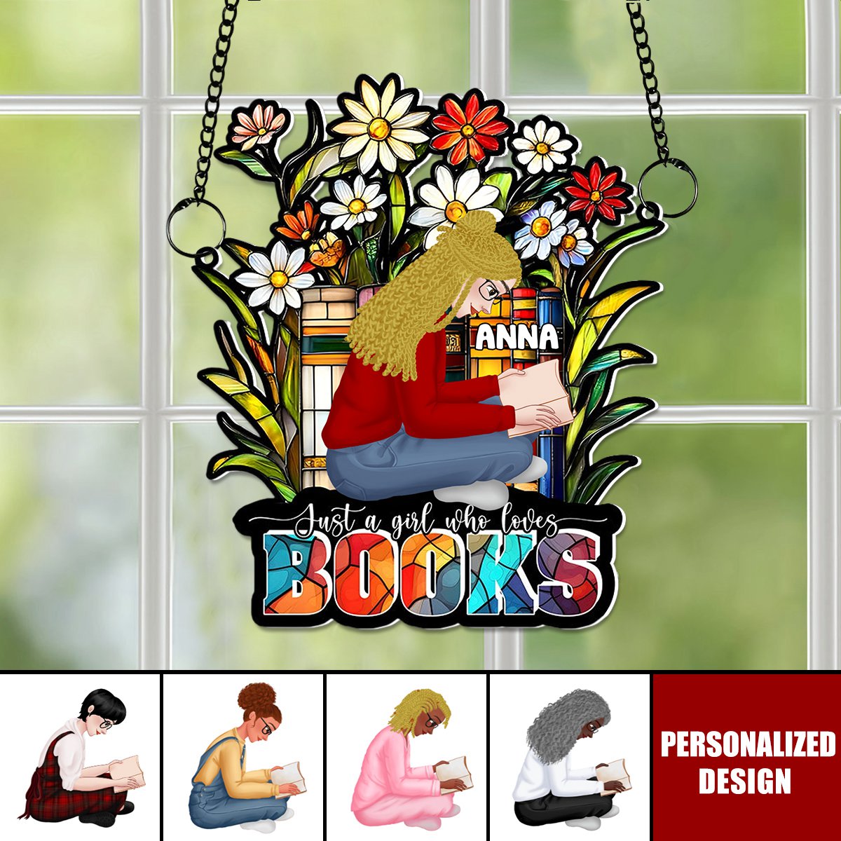 Personalized Acrylic Suncatcher-Gifts For Girl Book Lover