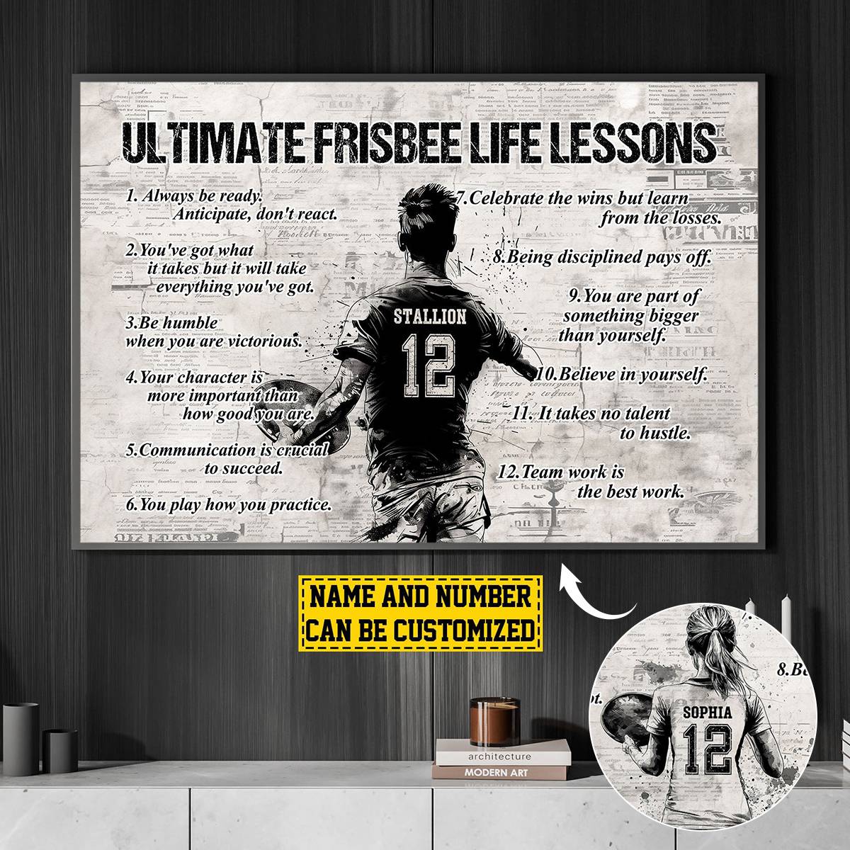 Personalized Ultimate Frisbee Life Lessons Poster- Gift For Ultimate Frisbee Lovers