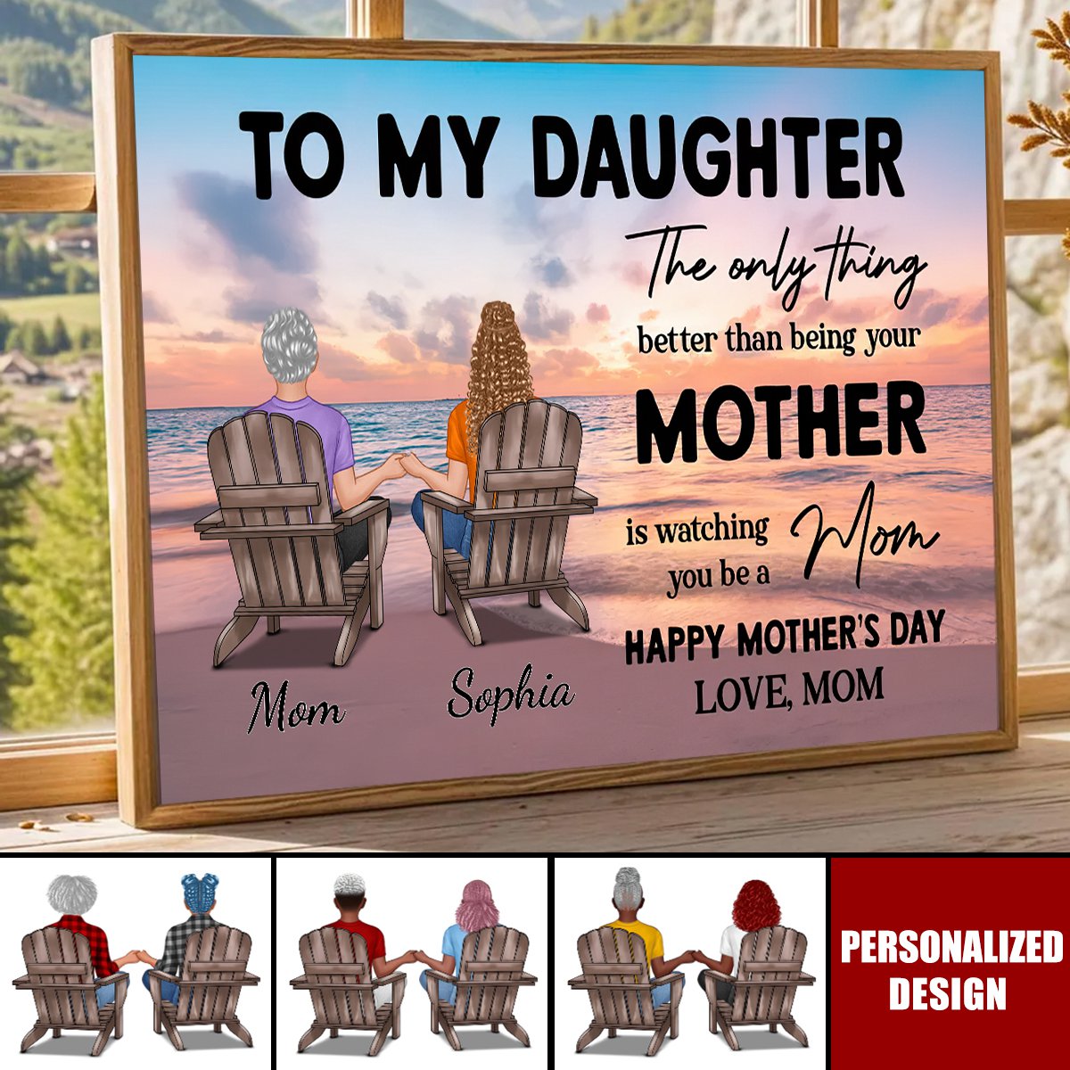 Beach Landscape To My Daughter From Mom-Personalized Poster-Mother's Day Gift