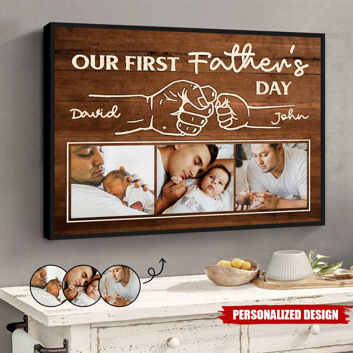 First Father’s Day Fist Bump-Personalized Poster-Gift For Dad