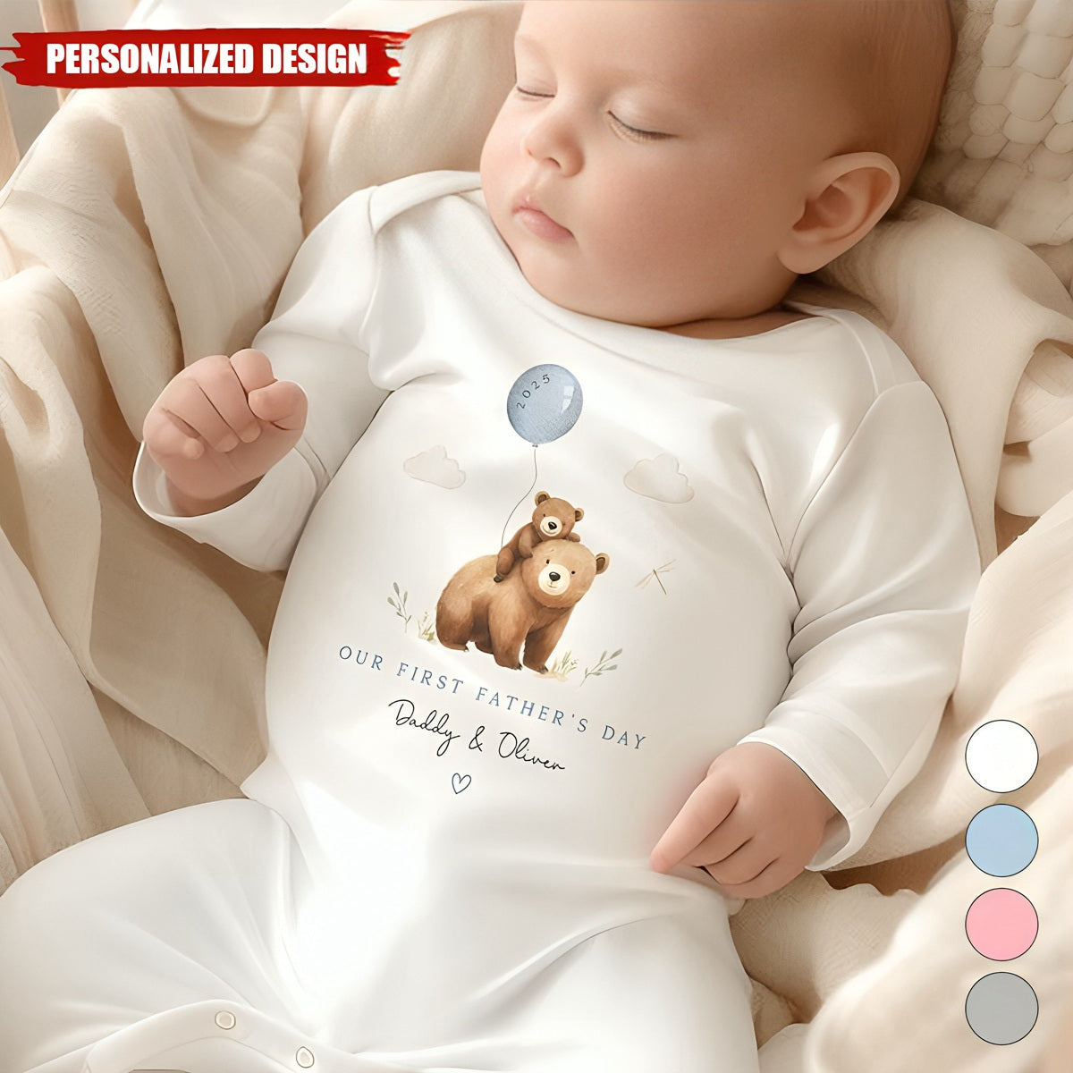 First Fathers Day-Personalized Baby Onesie And Sleepsuit