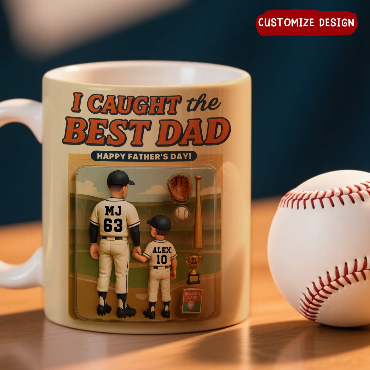We Caught the Best Dad Baseball Personalized Mug, Father's Day Gift for Dad