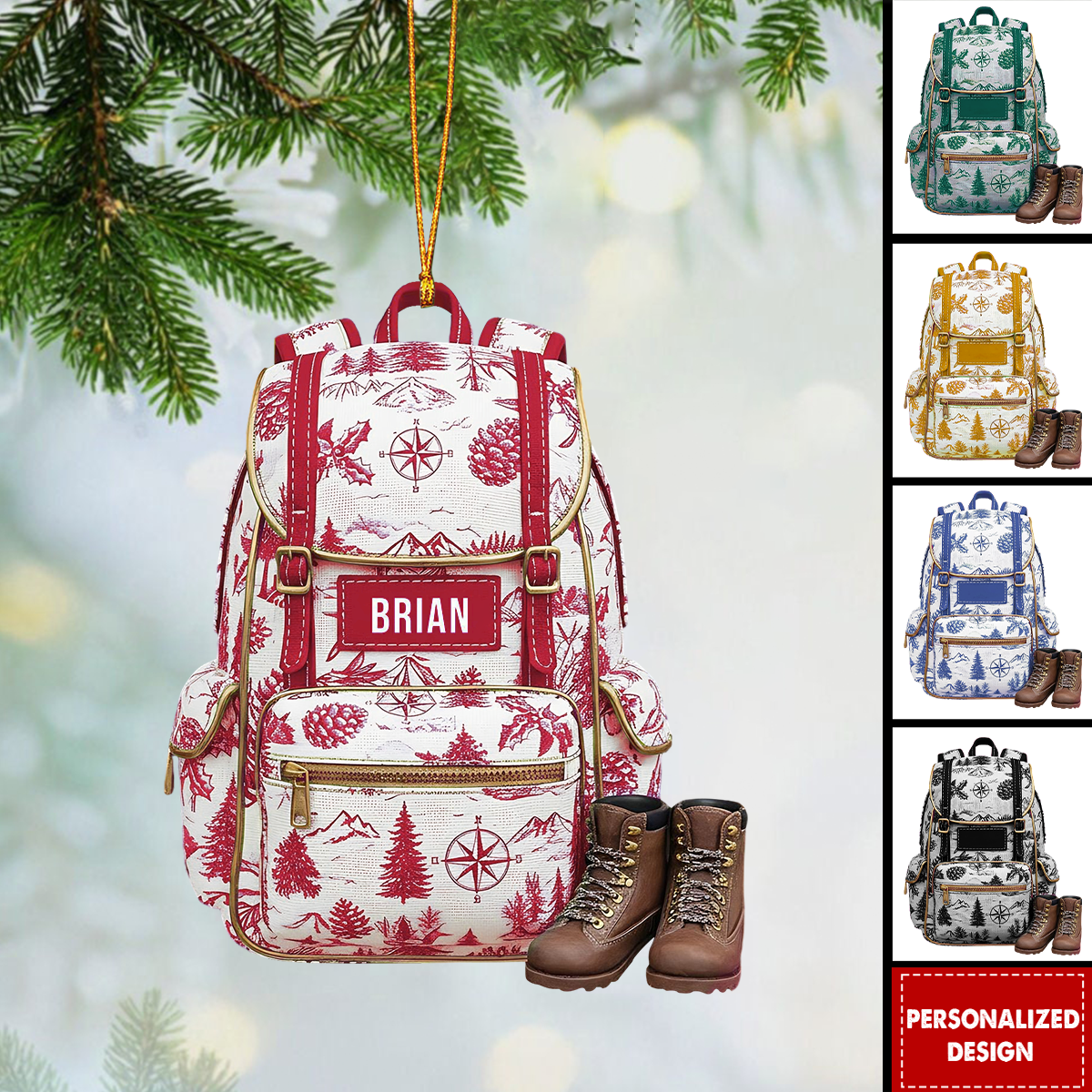 Personalized Backpack Christmas Ornament-Gift for Traveler