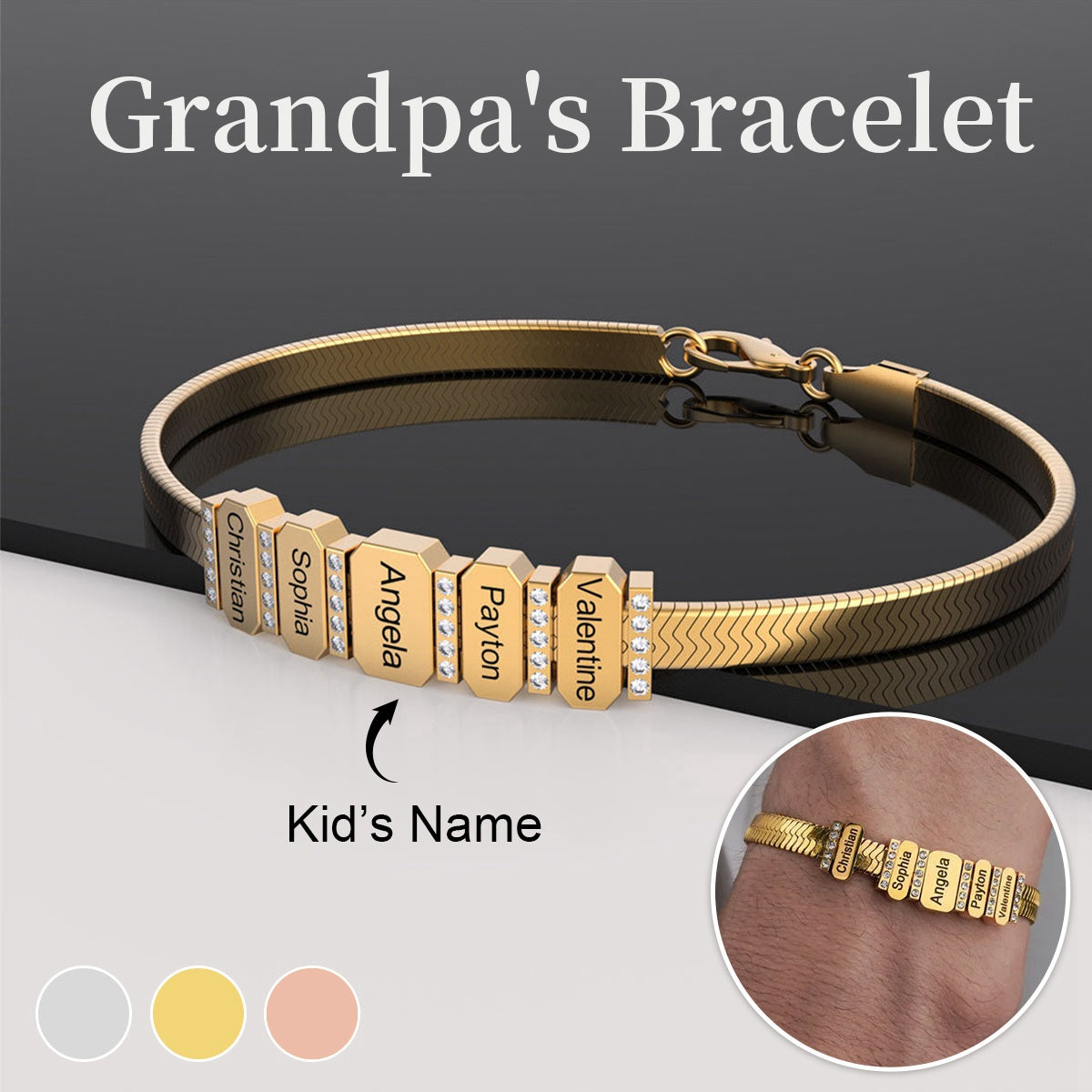 Personalised Flex Snake Chain Man's Bracelet-Gift for Dad/Grandpa