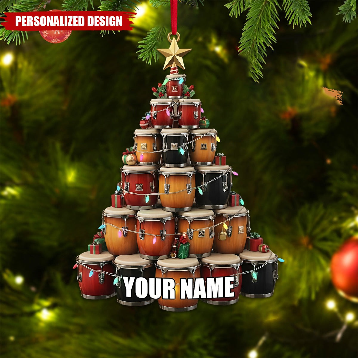 Personalized Conga Drum Christmas Ornament-Gift For Drummer