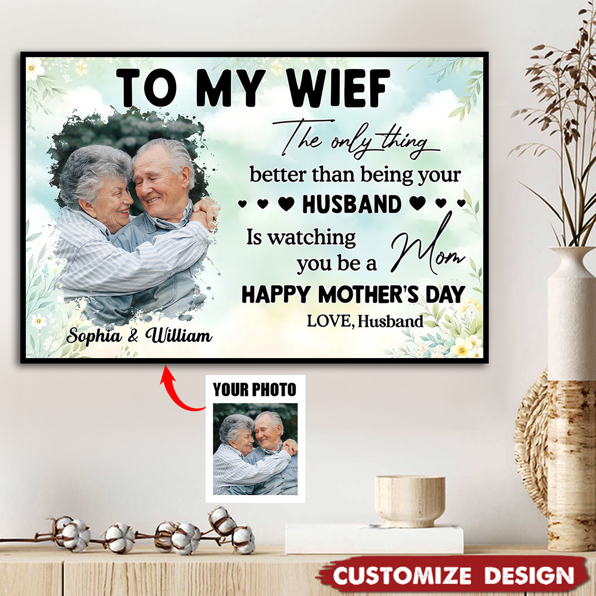 To My Wife From Husband - Personalized Photo Poster - Mother's Day Gift For Wife