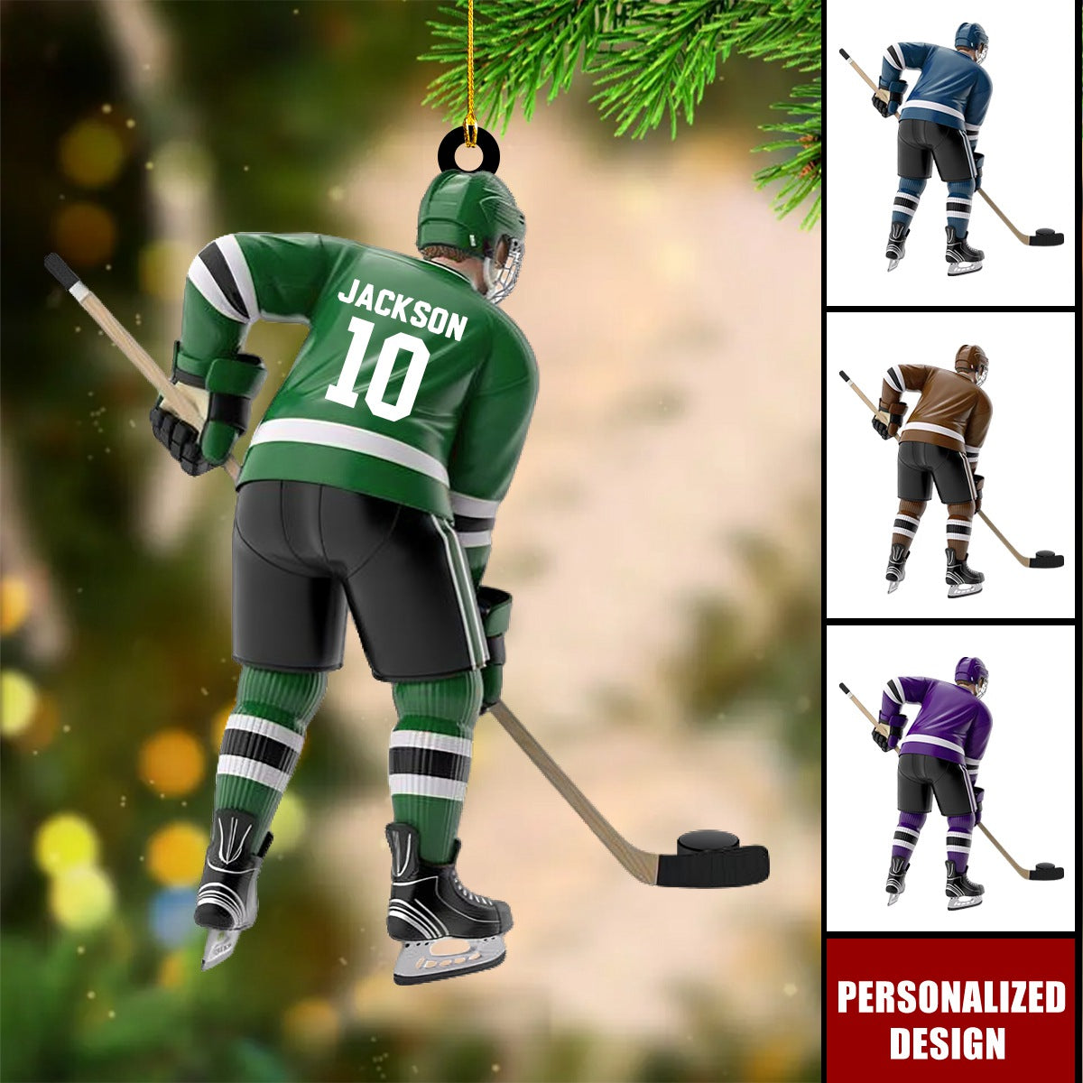 Personalized Hockey Player Ornament Gift For Hockey Lover
