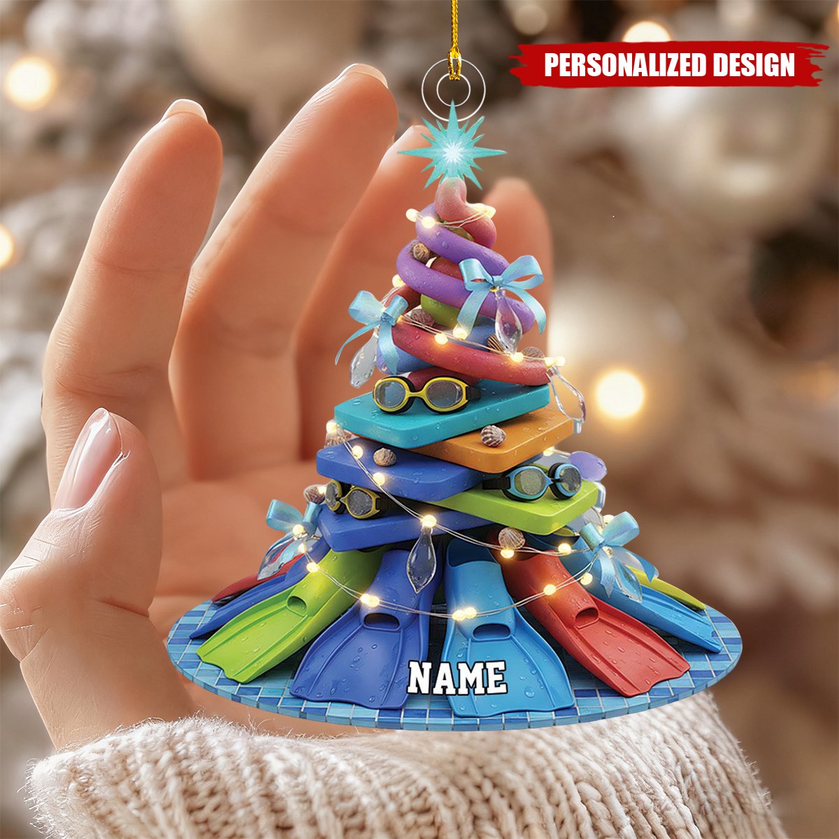Personalized Swimming Christmas Tree Gift for Swimmers