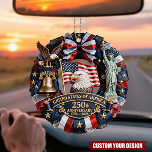 Personalized US 250th Anniversary Patriot Car Ornament